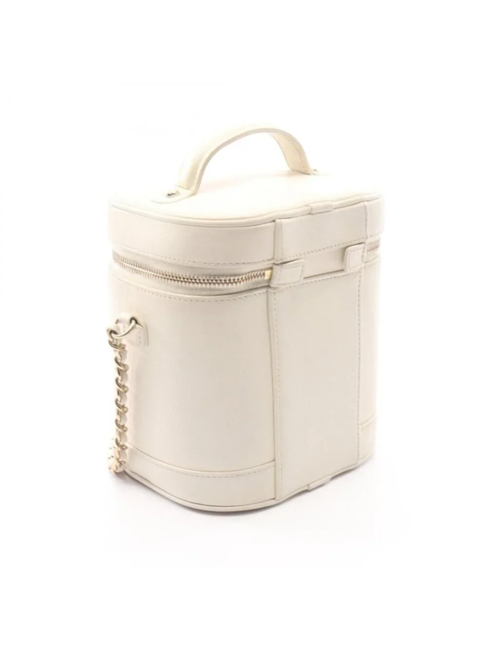 Chanel Handbag CC Logo 2-Way AS White Lambskin CC Vanity Chain Shoulder
